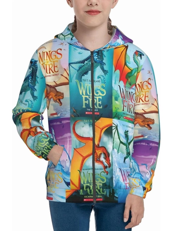 Wings-of-Fire Dragon Teens Hoodie Zipper Costume Coat Hooded Sweatshirts With pockets Daily Casual spring/Fall Clothes Tops
