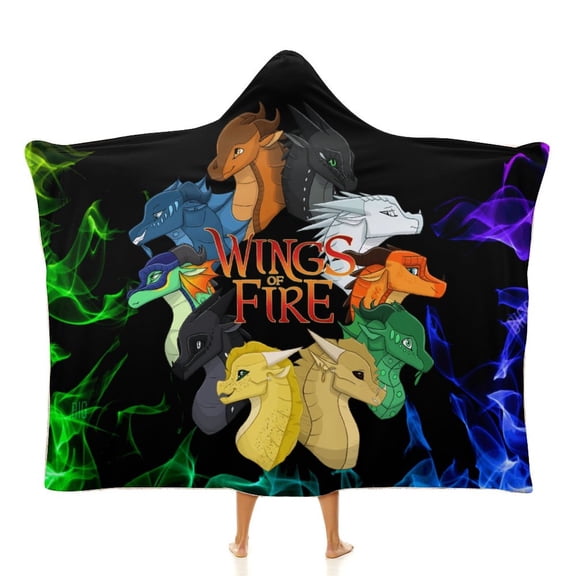 Wings of Fire Hooded Blanket Poncho, Wearable Hooded Blanket Cozy Soft Warm Plush Fleece Blanket for Women Men Teen 40"x50"