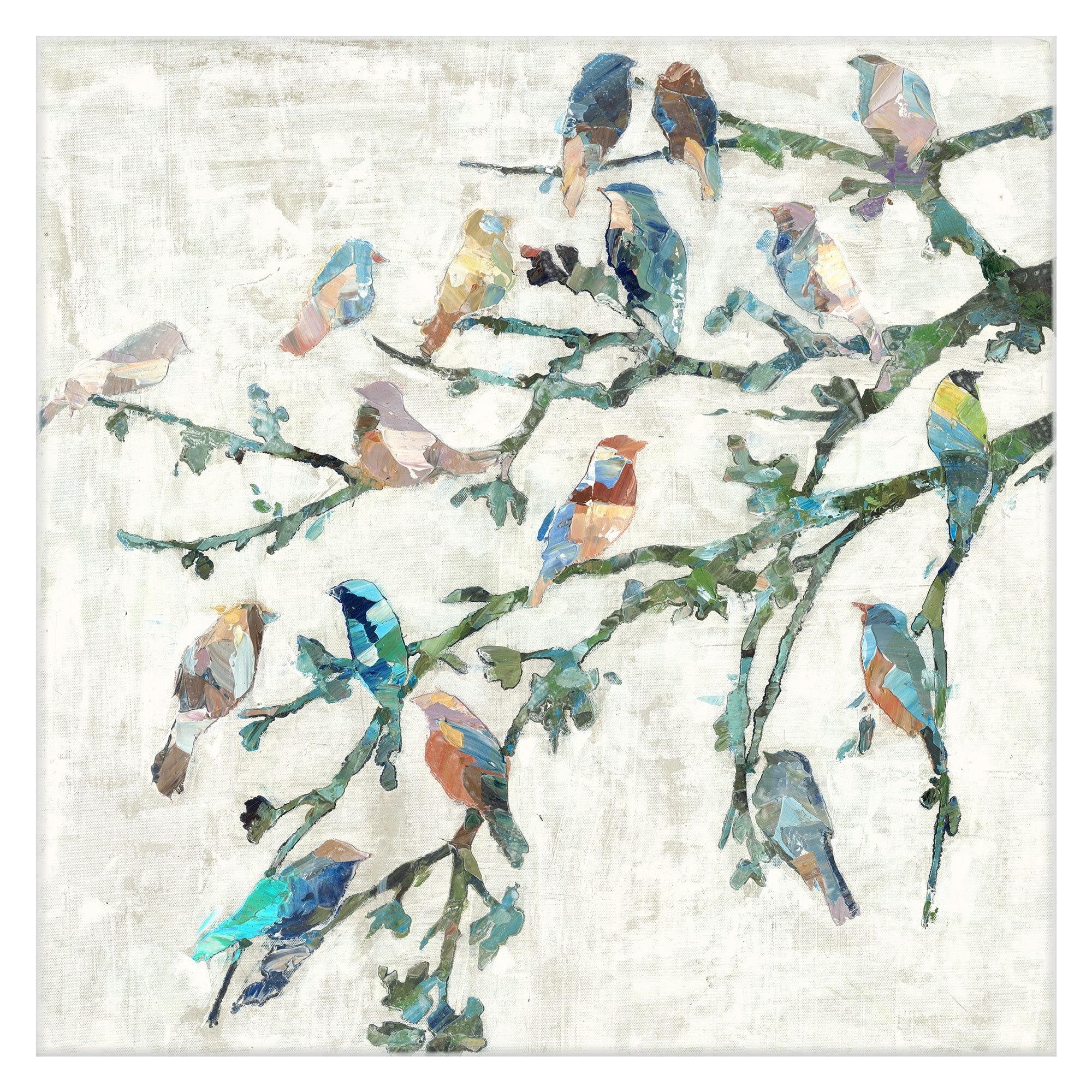 Colorful Birds on Branches 20" x 20" Canvas Art Print