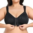 thumbnail image 1 of WingsLove Front Fastening Bras for Women Minimizer Wireless Non Padded Full Coverage Back Support Plus Size Bras (Black,42DD), 1 of 7