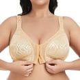 thumbnail image 1 of WingsLove Front Fastening Bras for Women Minimizer Wireless Non Padded Full Coverage Back Support Plus Size Bras (Dark Nude,36C), 1 of 7