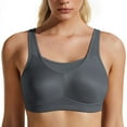 thumbnail image 1 of Wingslove High Impact Sports Bras for Women Seamless Full Coverage Non Padded High Neck Woukout Bra(Grey,36DD), 1 of 7