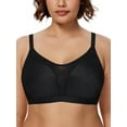 thumbnail image 1 of Wingslove Medium Impact Sports Bras for Women Plus Size Wireless Non Padded Workout Exercise Yoga Bras,Black 44DD, 1 of 5