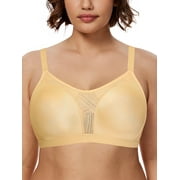 Medium Impact Sports Bras for Women Plus Size Wireless Non Padded Workout Exercise Yoga Bras,Deep Nude 44DD