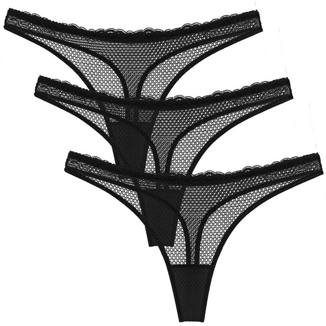 Wingslove Women S 3 Pack See Through G String Thongs Hipster Bikini Panties