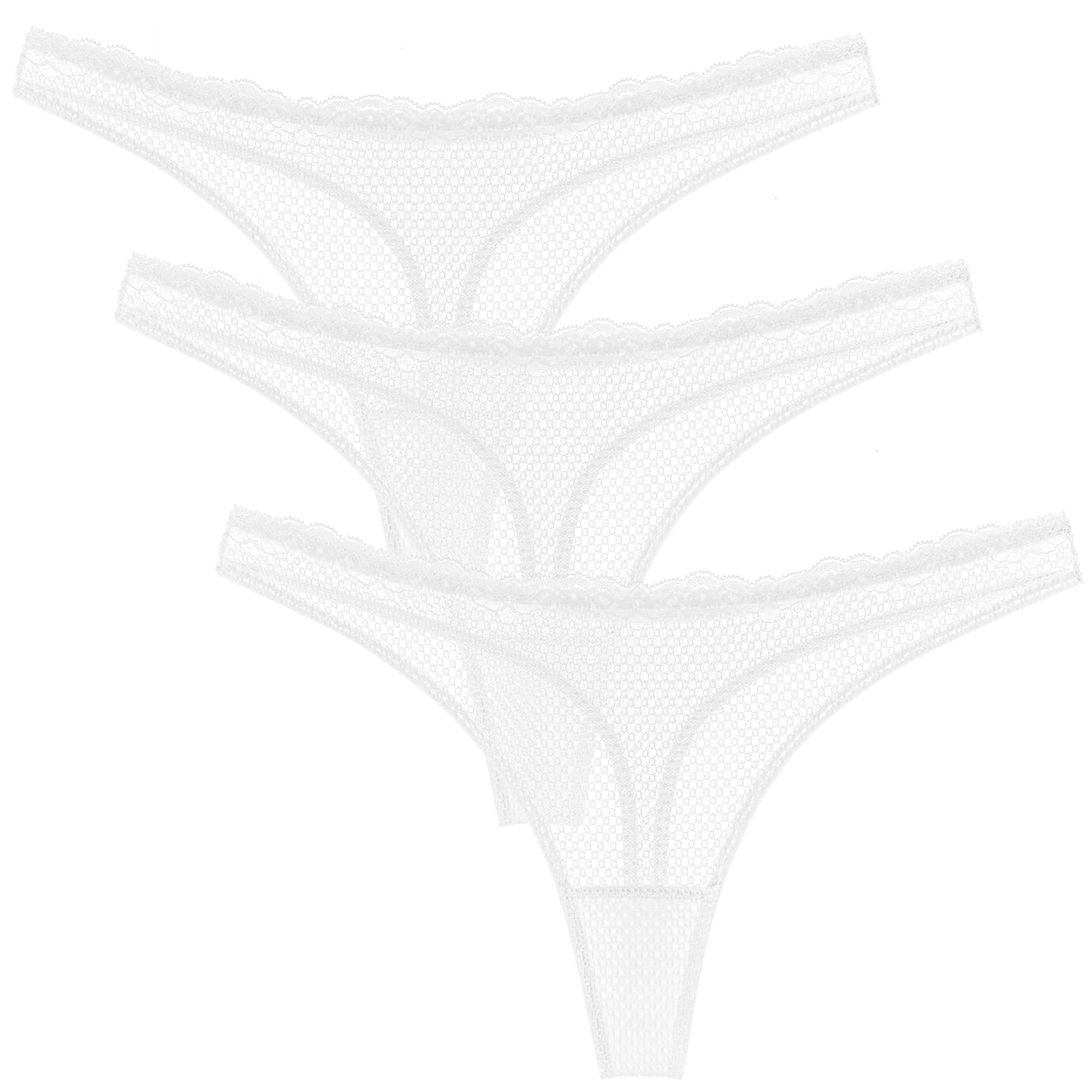Wingslove Women's 3 Pack See Through GString Thongs Hipster Bikini