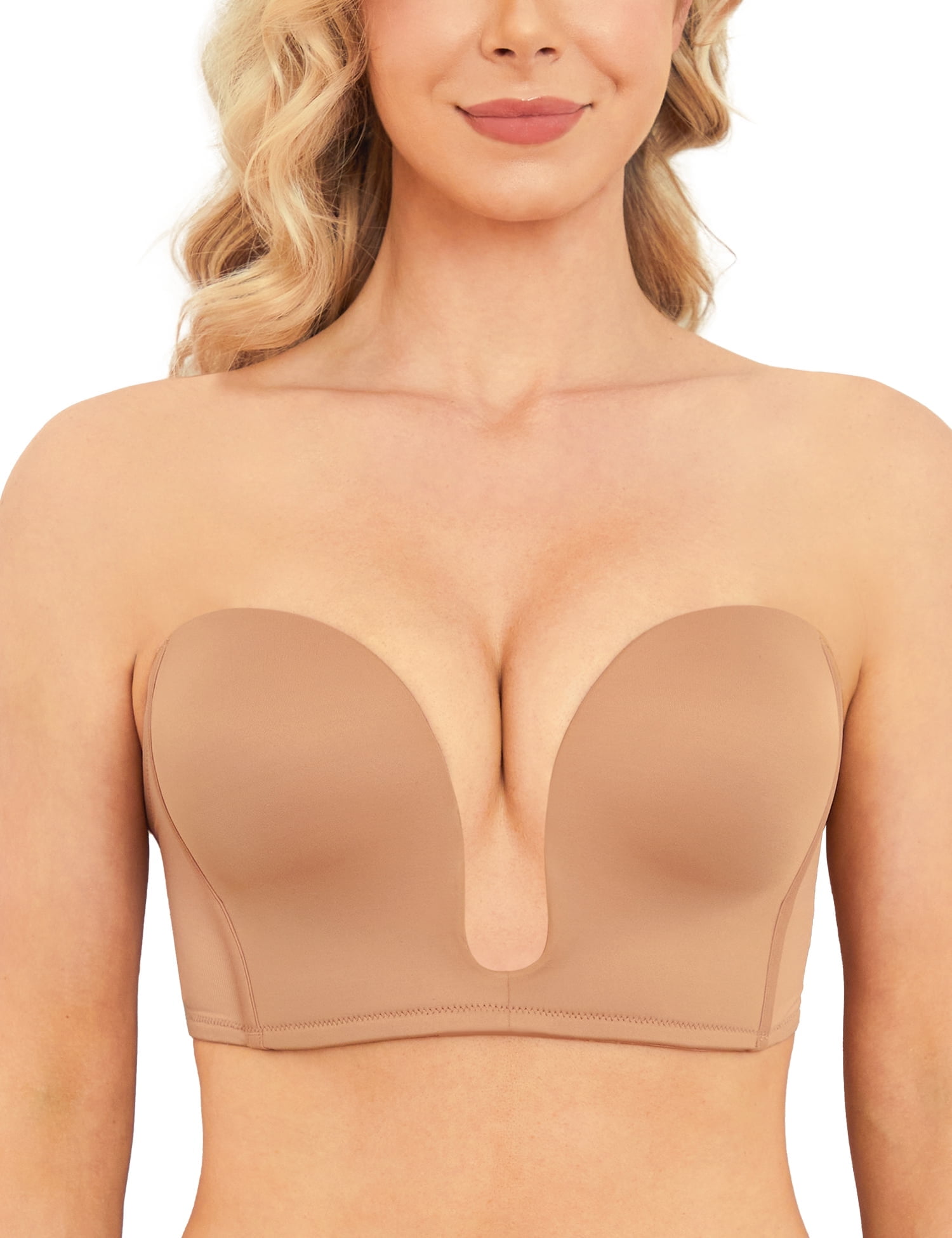 Wingslove Wirefree Anti-slip Push Up Strapless Bra For Women Full Coverage  Support Multiway Contour Bra, Milk Coffee 38B 