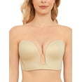 thumbnail image 1 of Wingslove Women's Deep Plunge Bra Convertible Multiway Push up Low Cut Strapless V Wireless Bra Clear Back, Nude 36D, 1 of 5
