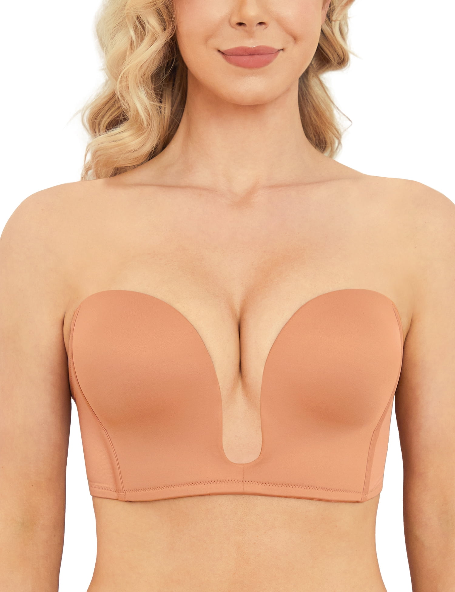 Wingslove Strapless Bra for Women Underwired Push Up Full Figure Bra  Multiway Carpet 8-Way Convertible Straps,Toffee White 38B 