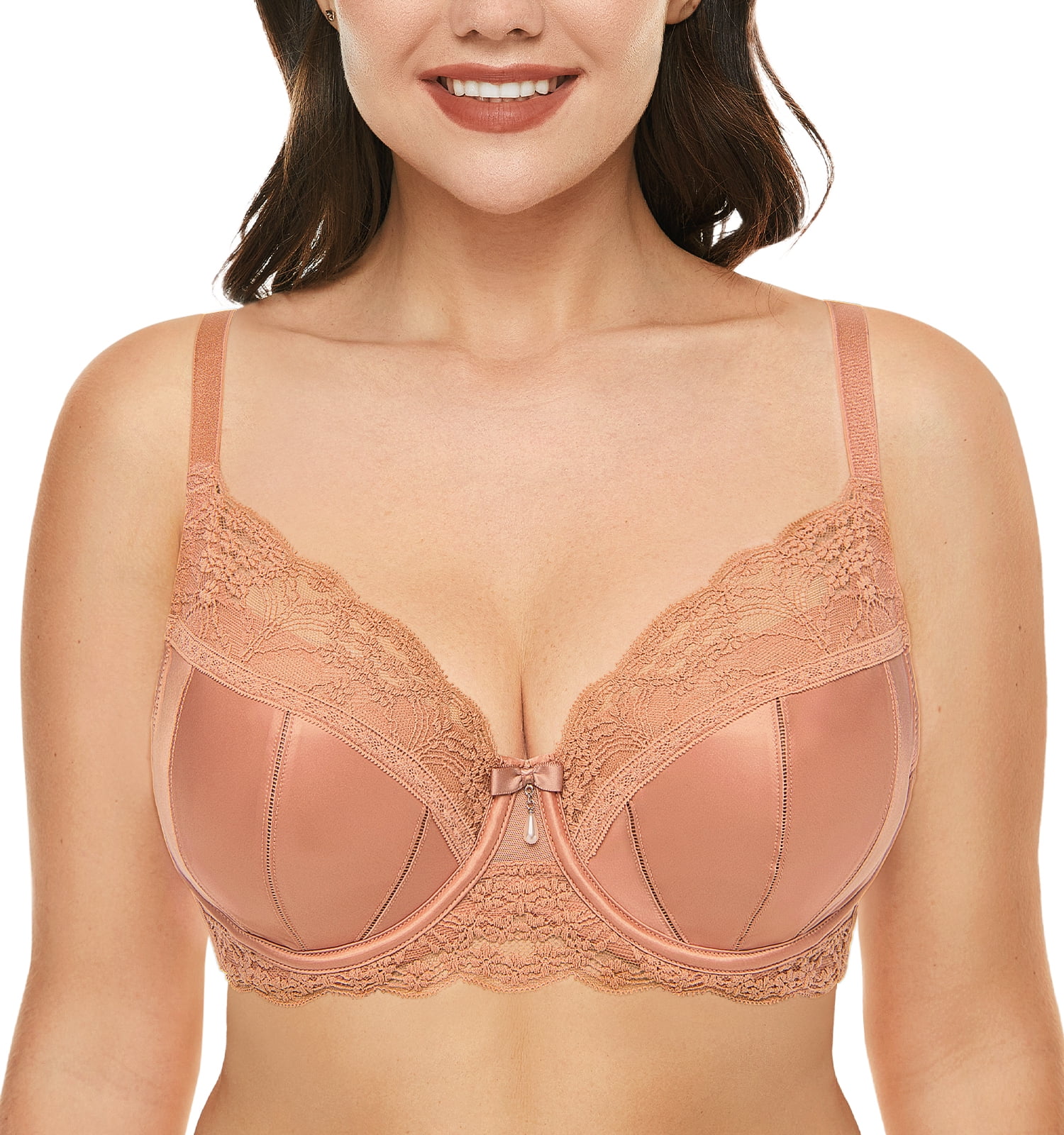 Wingslove Women's Full Coverage Bra Sexy Lace Underwire Push up Bra NonPadded Plus Size