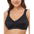 thumbnail image 1 of Wingslove Women's Full Coverage Plus Size Bra Non Padded Wireless Minimizer Bra, Black 44D, 1 of 9