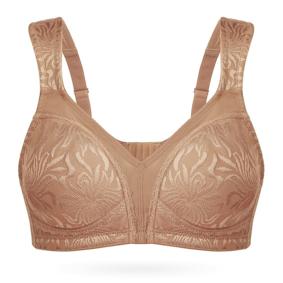 Wingslove Women's Full Coverage Plus Size Bra Non Padded Wireless Minimizer Bra, Milk Coffee 44D