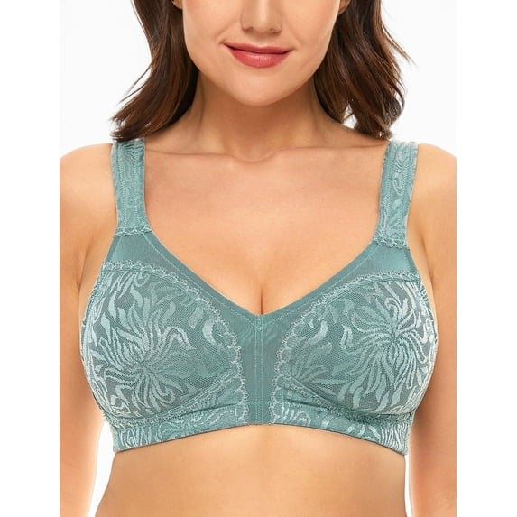 Wingslove Women's Full Coverage Plus Size Bra Non Padded Wireless Minimizer Bra, Mint Green 38C