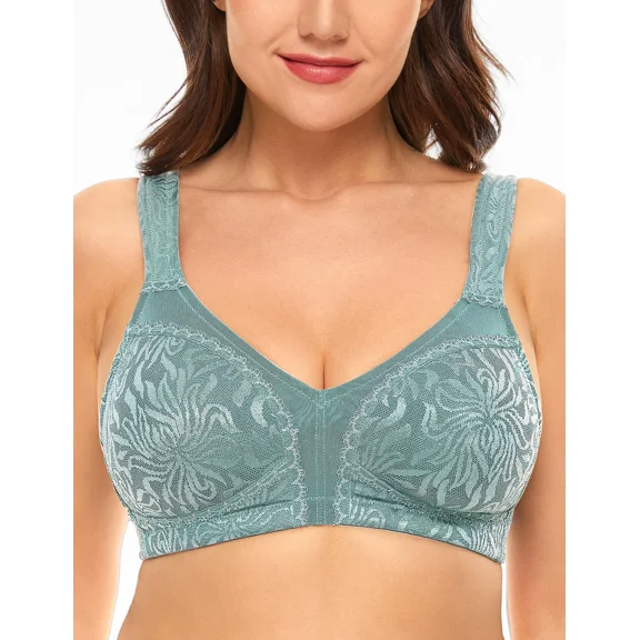 Wingslove Women's Full Coverage Plus Size Bra Non Padded Wireless Minimizer Bra, Mint Green 42DD