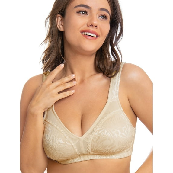 Wingslove Women's Full Coverage Plus Size Bra Non Padded Wireless Minimizer Bra, Nude 44G