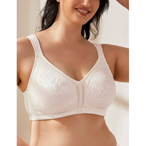 Wingslove Women's Full Coverage Plus Size Bra Non Padded Wireless Minimizer Bra, Sandshell Pink 46DD