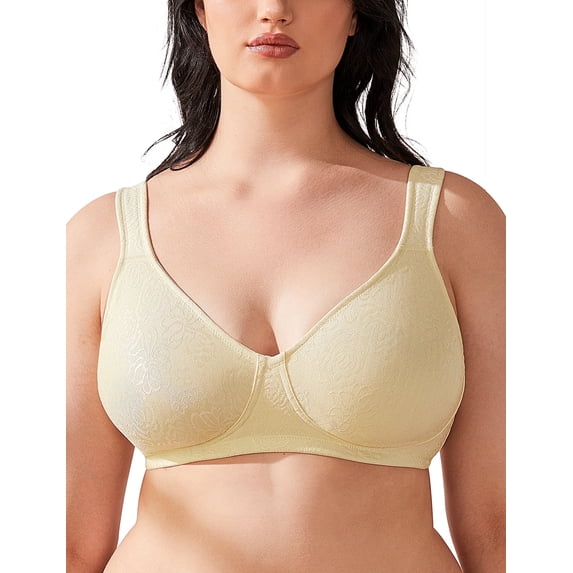 Wingslove Women's Full Coverage Wireless Support Non Padded Plus Size Minimizer Bra,Nude 48DDD
