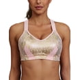 thumbnail image 1 of Wingslove Women's High Impact Racerback Bra Wireless Full Coverage Push Up Sports Bra Cross Back Adjustable Exercise BraGold Pink 42B, 1 of 6