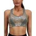 thumbnail image 1 of Wingslove Women's High Impact Racerback Bra Wireless Full Coverage Push Up Sports Bra Cross Back Adjustable Exercise BraMoss Green 32DD, 1 of 6