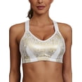 thumbnail image 1 of Wingslove Women's High Impact Racerback Bra Wireless Full Coverage Push Up Sports Bra Cross Back Adjustable Exercise BraWhite 36DD, 1 of 6