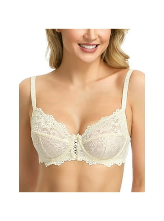 Women's Underwire Unlined Bra Minimizers Non-Padded Full Coverage Lace Plus  Size 34G