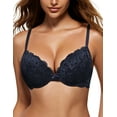 thumbnail image 1 of Wingslove Women's Push Up Sexy Lace Padded Plunge Underwire Lift Up Bras Add 1 Cup Boost Brassiere,Blue 34C, 1 of 8