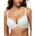 thumbnail image 1 of Wingslove Women's Push Up Sexy Lace Padded Plunge Underwire Lift Up Bras Add 1 Cup Boost Brassiere,White 34A, 1 of 9
