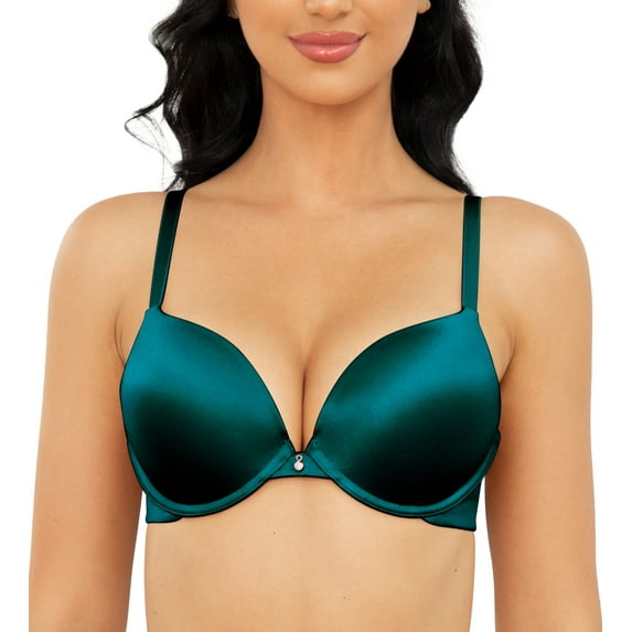 Wingslove Women's Push up Bra Underwire Seamless Comfort Lightly Padded Plunge T-Shirt Bra, Malachite 34A