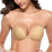 Wingslove Women's Reusable Strapless Sticky Push-up Invisible Adhesive Bra, Beige C