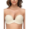thumbnail image 1 of Wingslove Women's Seamless Strapless Push Up Bra Full Figure Wirefree Multiway Convertible bra, Beige 36DD, 1 of 9