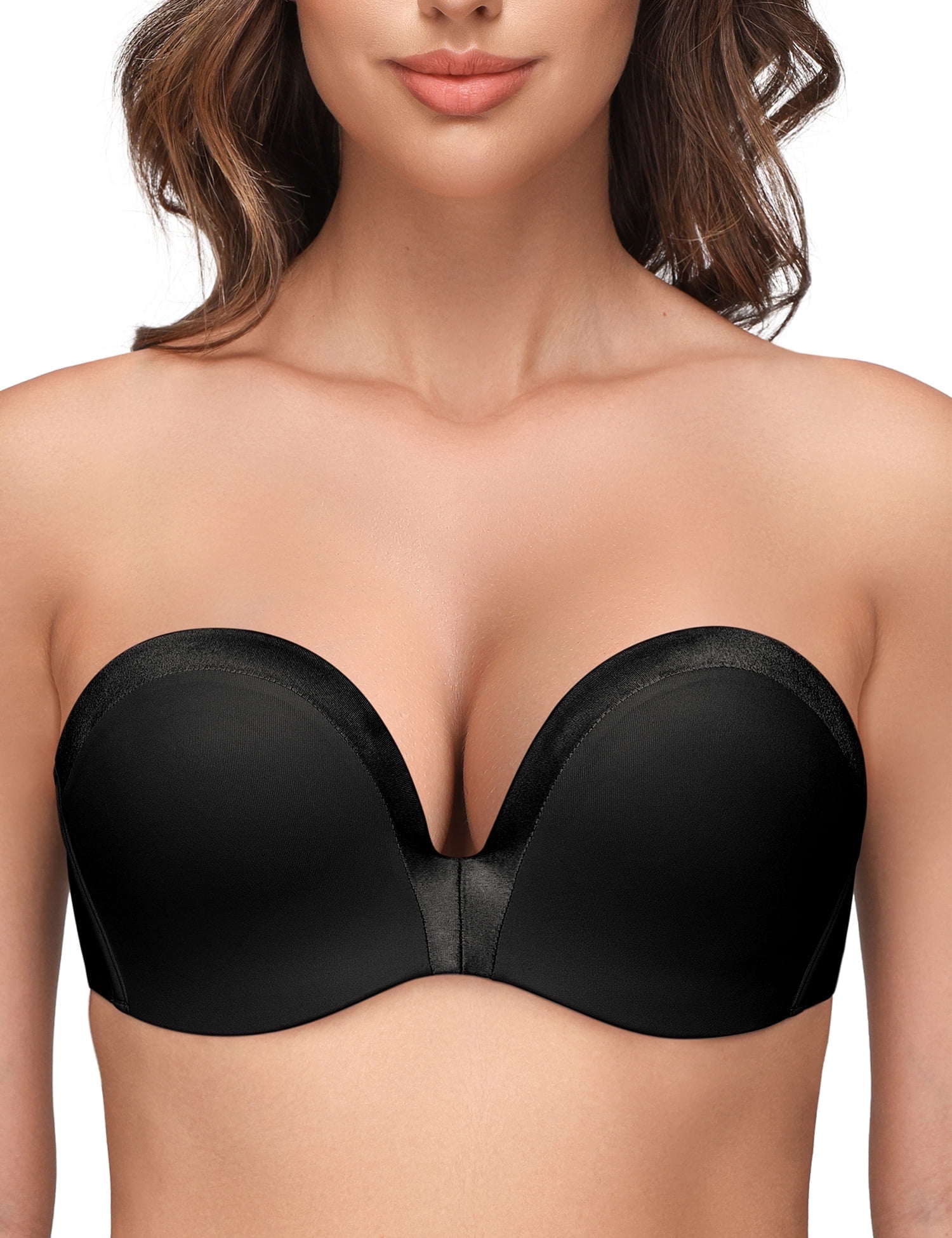 Volwco Plus Size Invisible Bra For C/D/E/F Cup, Strapless Push Up