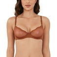thumbnail image 1 of Wingslove Women's Sexy 1/2 Cup Lace Bra Balconette Mesh Underwired Demi Shelf Bra Unlined See Through Bralette,Caramel 32B, 1 of 6