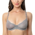 thumbnail image 1 of Wingslove Women's Sexy 1/2 Cup Lace Bra Balconette Mesh Underwired Demi Shelf Bra Unlined See Through Bralette,Gray 36A, 1 of 7
