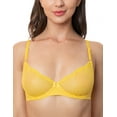 thumbnail image 1 of Wingslove Women's Sexy 1/2 Cup Lace Bra Balconette Mesh Underwired Demi Shelf Bra Unlined See Through Bralette,Yellow 36DD, 1 of 7