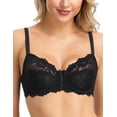 thumbnail image 1 of Wingslove Women’s Sexy Lace Bra Underwire Non Padded Full Coverage Unlined Plus Size Bralette,Black 44DD, 1 of 8