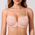 thumbnail image 1 of Wingslove Women’s Sexy Lace Bra Underwire Non Padded Full Coverage Unlined Plus Size Bralette,Pink Nude 40DDD, 1 of 7