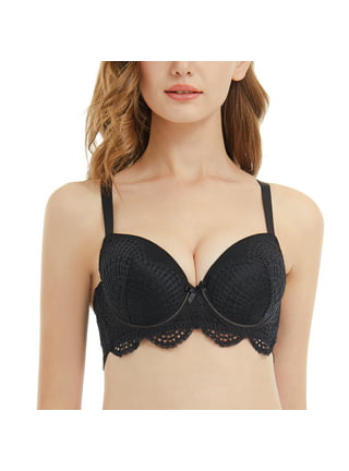 Women's 3/4 Cup Coverage Lace Bra Underwire Support Push Up Bra 