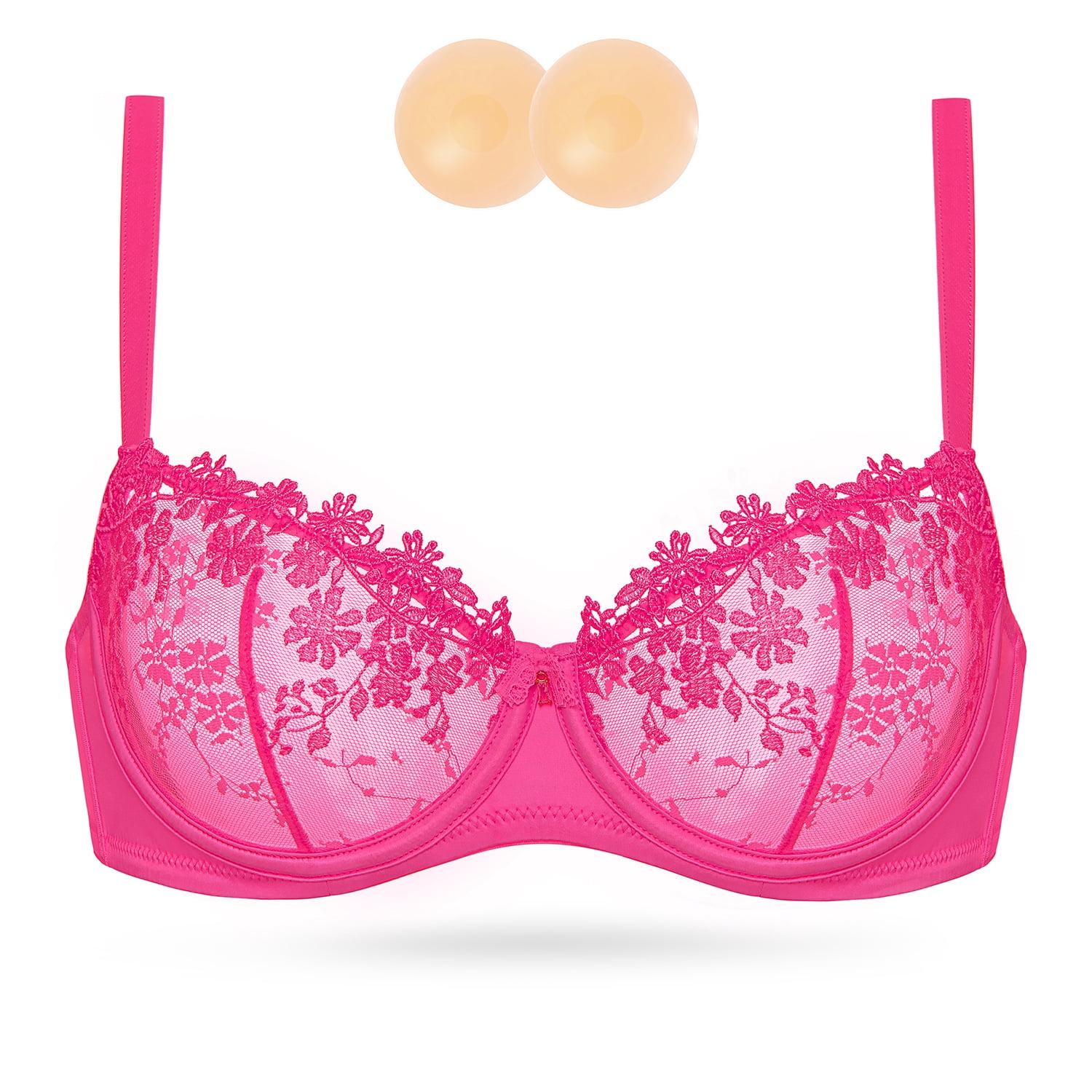 Wingslove Women's Sexy Lace Sheer Bra Demi Mesh Balconette See Through ...