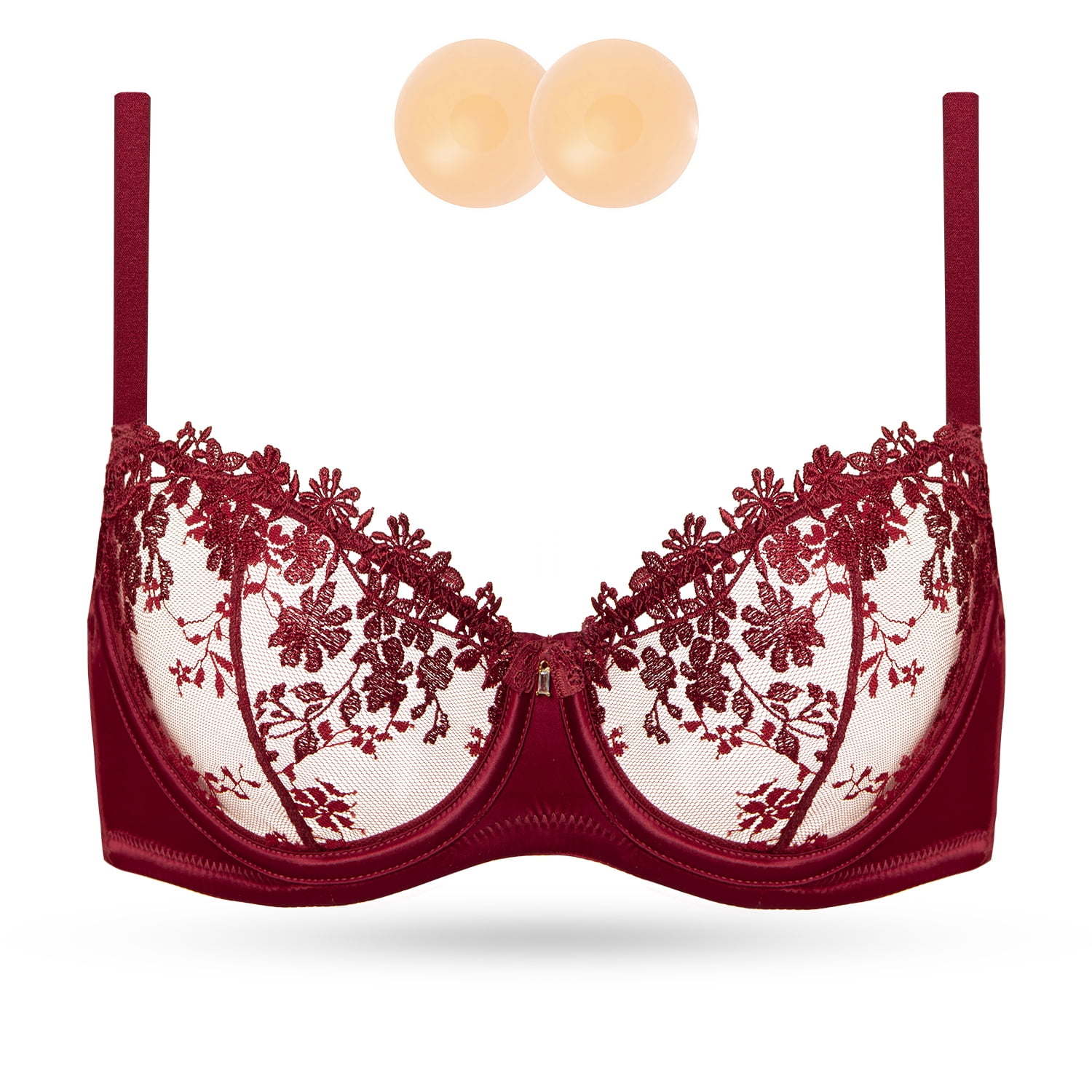 Wingslove Women's Sexy Lace Sheer Bra Demi Mesh Balconette See Through ...