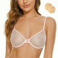 thumbnail image 1 of Wingslove Women's Sexy Sheer Bra Unlined Underwire Support See Through Everyday Bra with Silicone Nipple, Pink 34C, 1 of 5