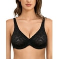 thumbnail image 1 of Wingslove Women's Sexy Sheer Lace Push Up Bra Underwire Mesh Plunge Bralette Unlined Bra, Black 34C, 1 of 5