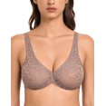 thumbnail image 1 of Wingslove Women's Sexy Sheer Lace Push Up Bra Underwire Mesh Plunge Bralette Unlined Bra, Mocha Brown 36C, 1 of 7