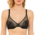 thumbnail image 1 of Wingslove Women's Sheer Lace Bra Minimizer See Through Unlined Full Coverage Bras, Black, 34B, 1 of 5