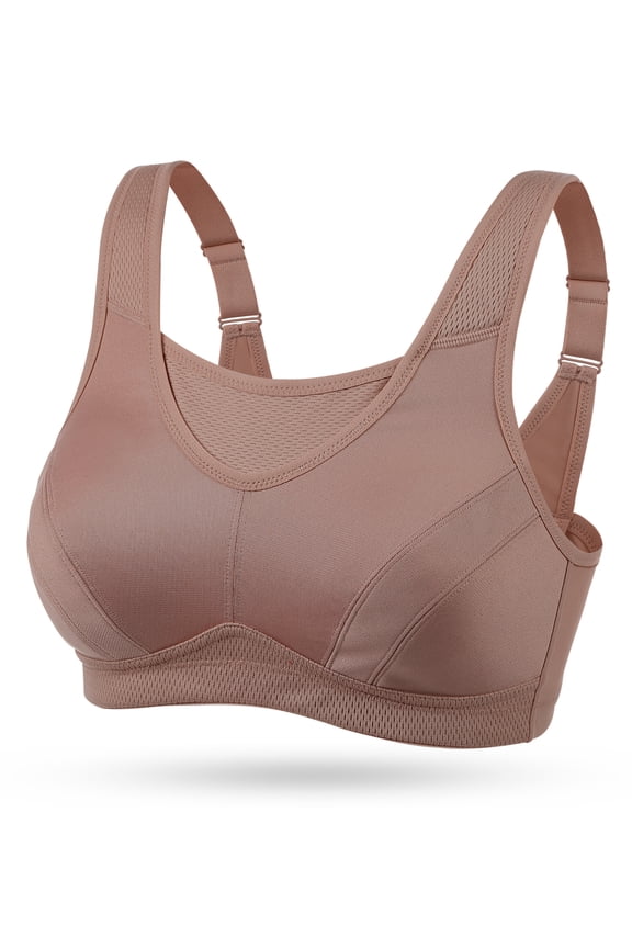 Women's Sports Bra Full Coverage Wireless Bra Plus Size High Impact Non Padded Workout Bra,Amber 44B