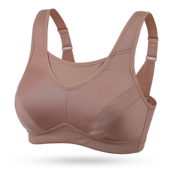 Wingslove Women's Sports Bra Full Coverage Wireless Bra Plus Size High Impact Non Padded Workout Bra,Amber 48G
