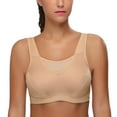 thumbnail image 1 of Wingslove Women's Sports Bra Full Coverage Wireless Bra Plus Size High Impact Non Padded Workout Bra,Beige 36G, 1 of 9