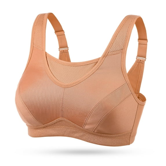 Wingslove Women's Sports Bra Full Coverage Wireless Bra Plus Size High Impact Non Padded Workout Bra,Orange 46DDD