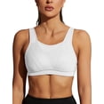 thumbnail image 1 of Wingslove Women's Sports Bra Full Coverage Wireless Bra Plus Size High Impact Non Padded Workout Bra,White 38G, 1 of 12
