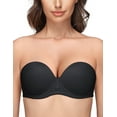 thumbnail image 1 of Wingslove Women's Strapless Bra Push Up Full Coverage Plus Size Bra Underwire Multiway Contour Red Carpet, Black 36DD, 1 of 6