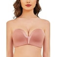 thumbnail image 1 of Wingslove Women's Strapless Multiway Push Up Bra Wireless Plus Size Convertible Bra, Rose Brown 38B, 1 of 4